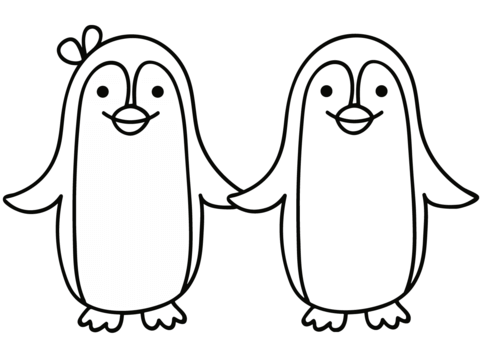 Penguin Couple Coloring Page